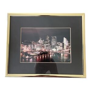 Framed Cityscape Wall Art with Gold Frame